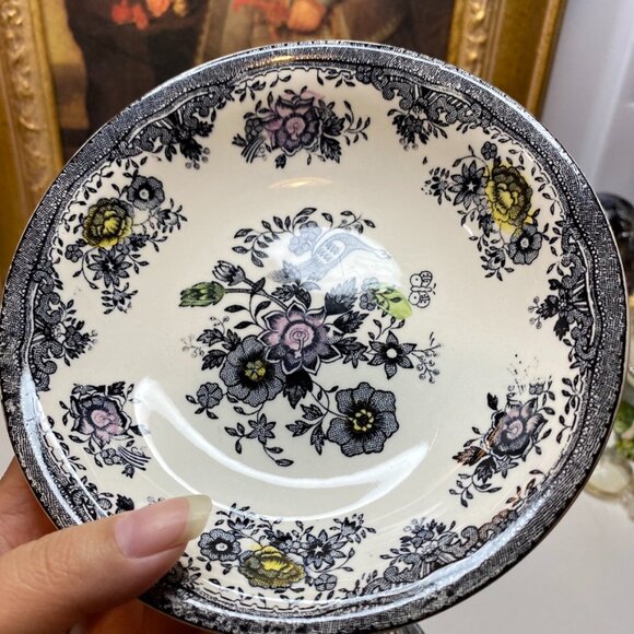 Set Of Six Vtg Egersund Norway Black Pheasant Transferware Shallow Bowls - Picture 8 of 16